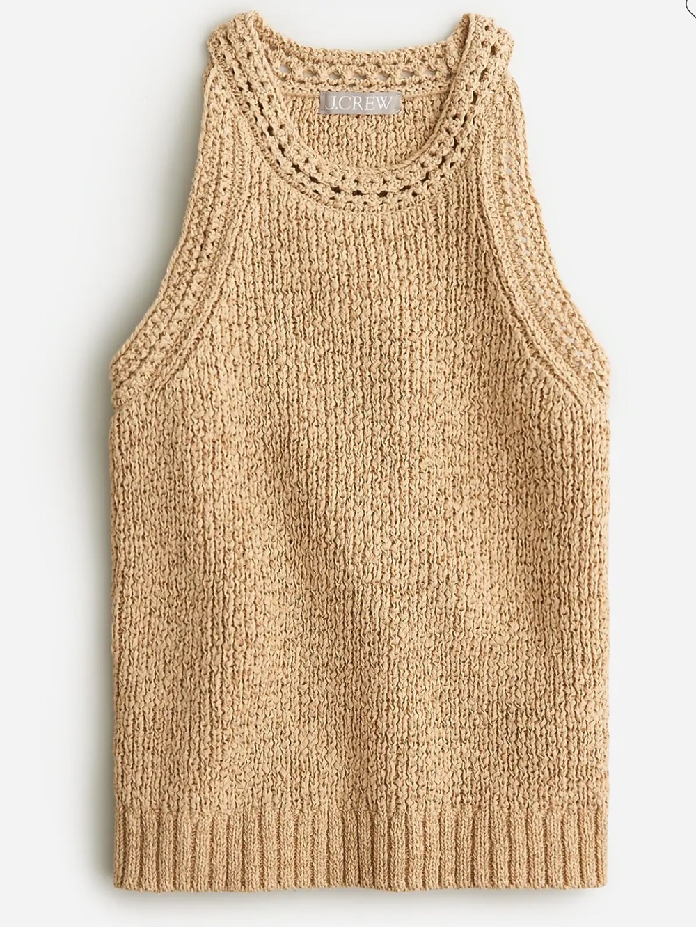 J. Crew High Neck Textured Pointelle Sweater Tank Size XS